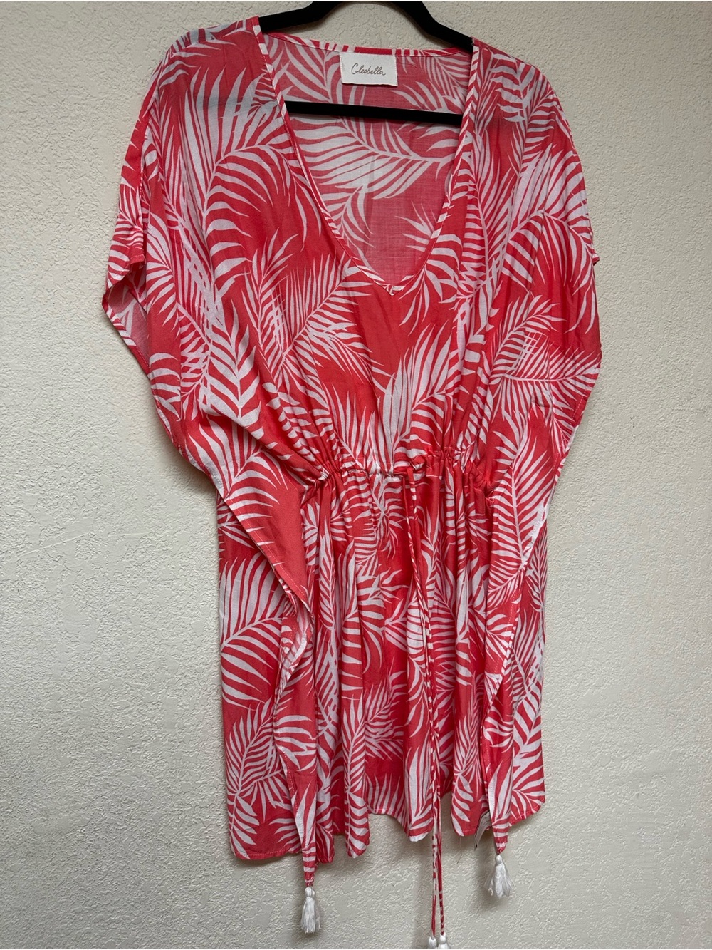 Cleobella Swim Coverup Dreamy Sun-set Kaftan One Size Tropical Coral Palm OS - Picture 4 of 4